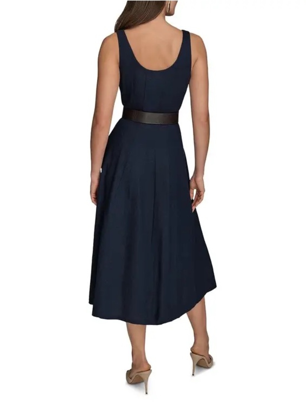 Donna Karan New York Belted A-Line Midi Dress Size 6 Blue - Picture 5 of 15